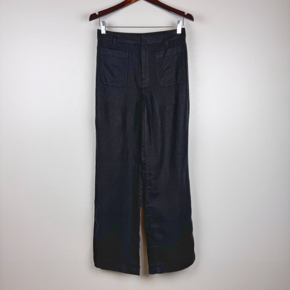 Madewell Patch Pocket Flare Pants 100% Linen Black Size 0/XS NWT - Picture 4 of 10